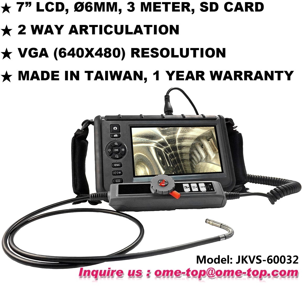 Barber Idol Hospitality Industrial Video Borescope] JK Series 7" Professional Video Borescope Camera  360° - OME-TOP SYSTEMS